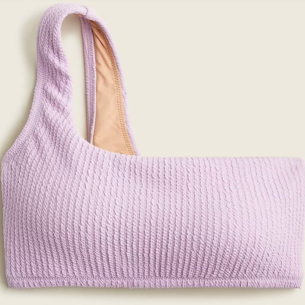 J.Crew Textured One-Shoulder Bikini Top in Dusty Mauve Size S